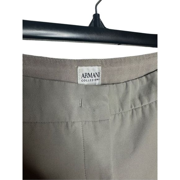Armani Collezioni Khaki Dress Pants Tapered Cuffed Pants Flat Front Sz 4 Women's - Picture 3 of 6